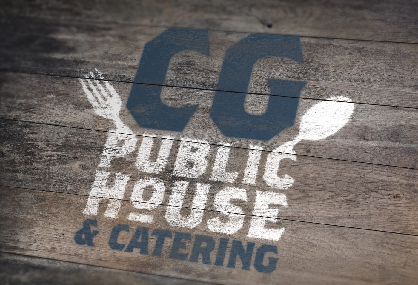 CG Public House sign painted on wood